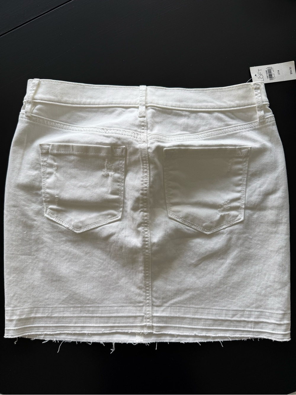 LOFT White Distressed Denim Mini Skirt - Picture 2 of 2